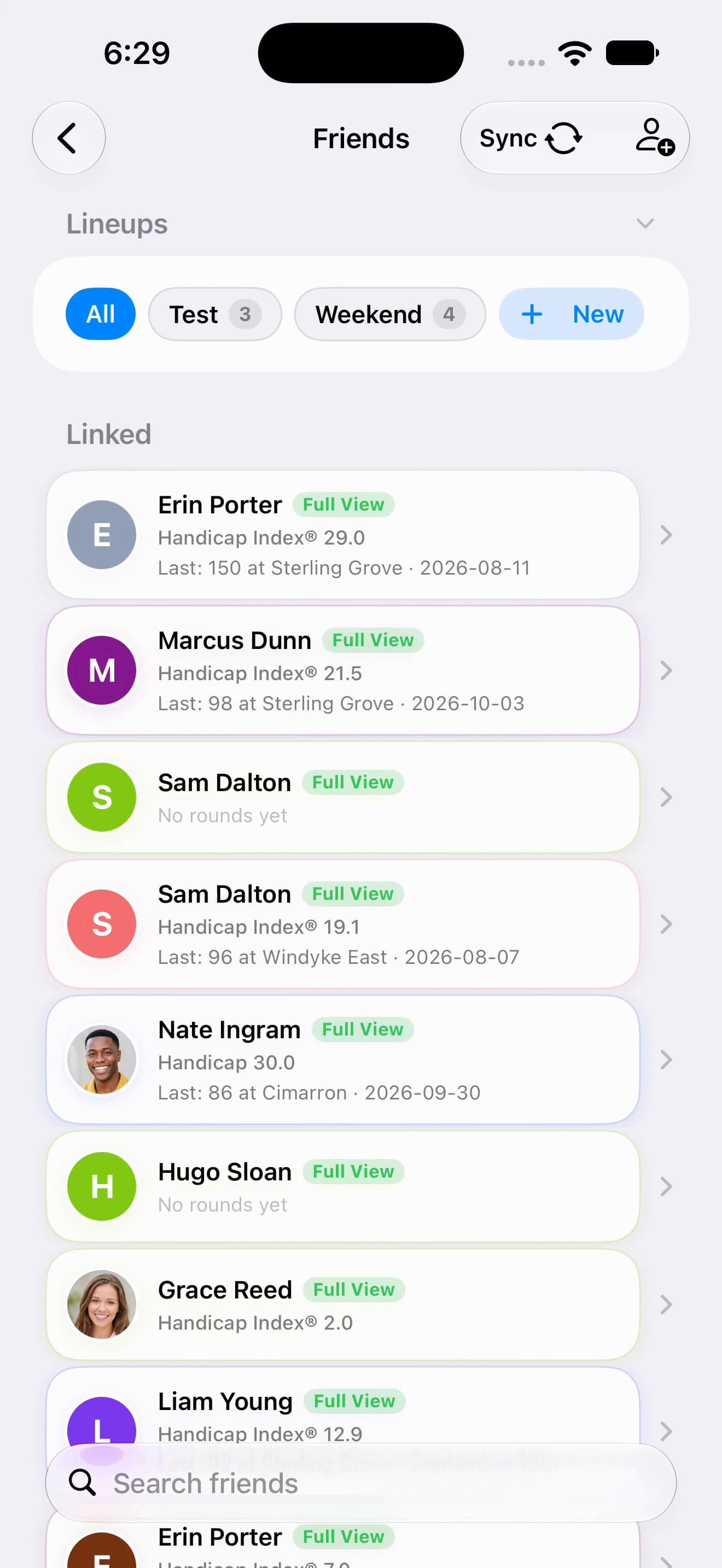 Your friends list
