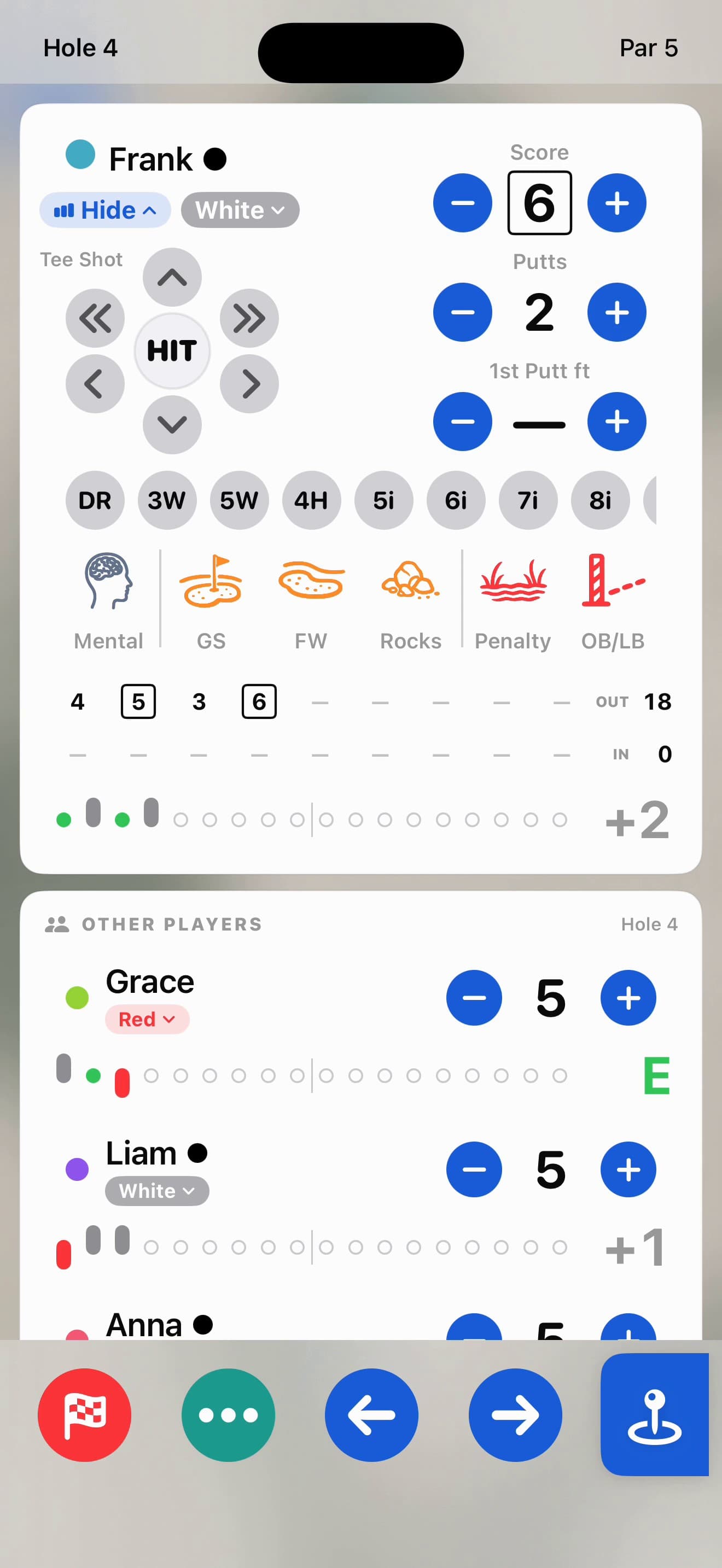 Scoring a hole with one tap
