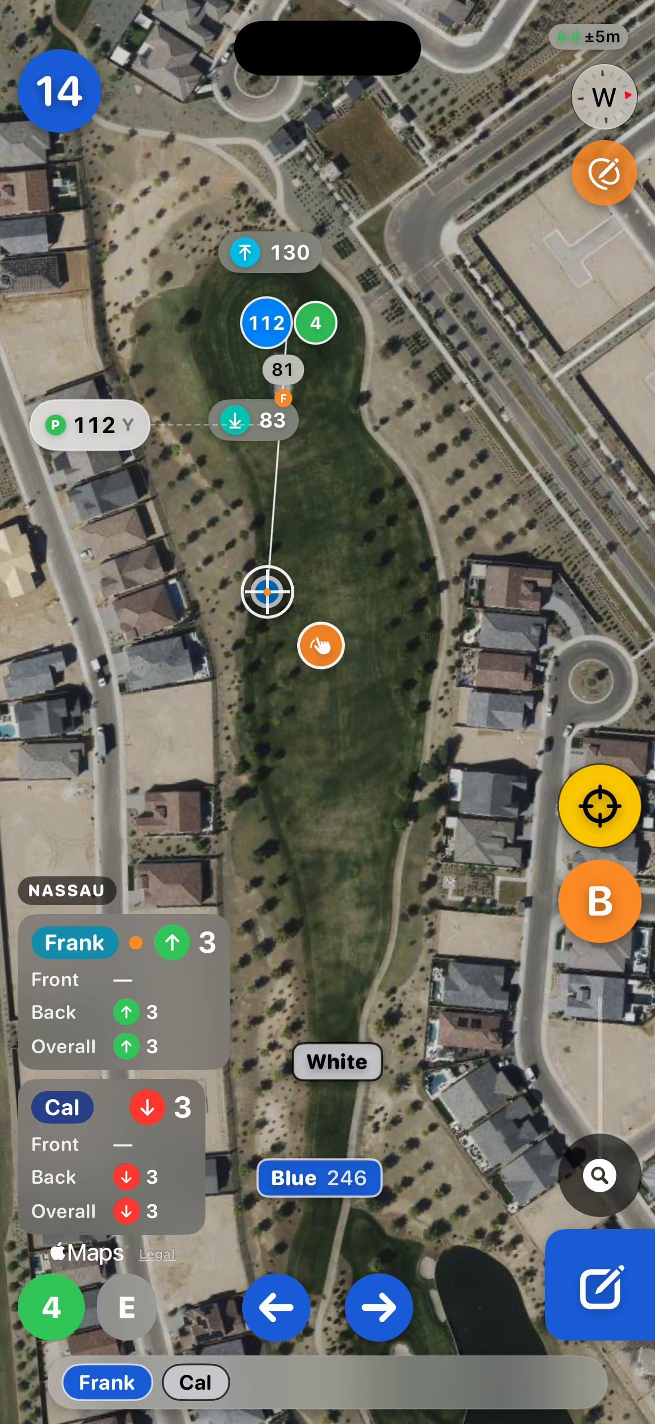 Nassau standings on the hole map