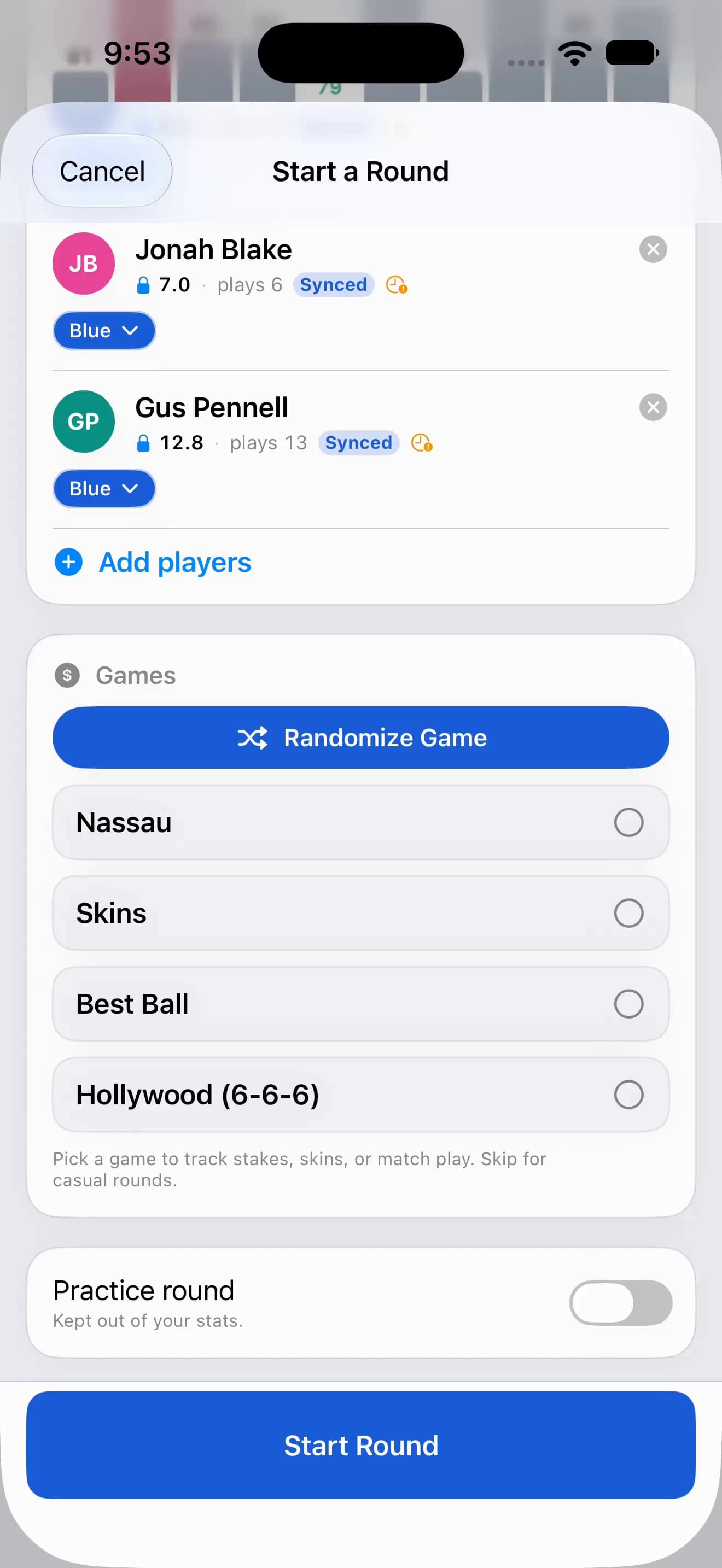 Choosing a game for the round